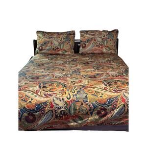 Pier 1 Imports Vibrant Paisley Satin Queen Size Duvet Cover 98" X 92"